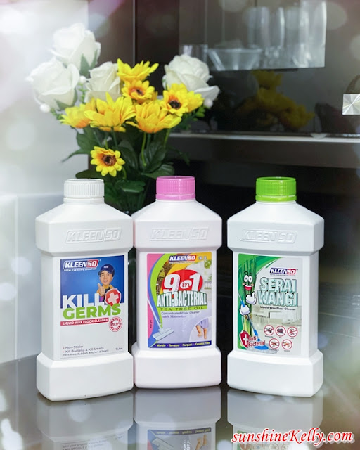 Kleenso Serai Wangi Liquid Wax Floor Cleaner 1L, Kleenso Kill Germs Liquid Wax Floor Cleaner 1L, and Kleenso 9 in 1 Anti-bacterial Tea Tree Oil Floor Cleaner 900gm Buy Cleaning Materials Online via Kleenso, Caskback, How to earn Cashback, Online Shopping Cashback, Lifestyle