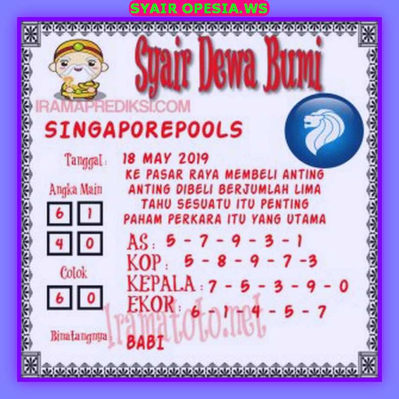 Kode syair sgp hari sabtu 18 Mei 2019 GOsyair SEDIA KODE
