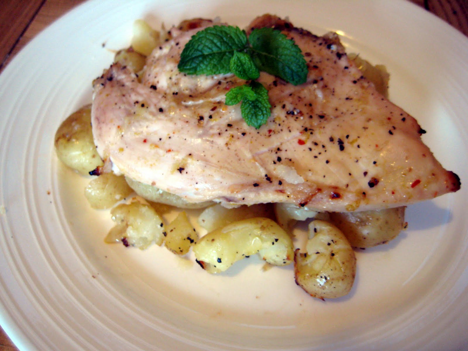 Serena's Medium Rare Lime & Ginger Chicken with Crushed Baby Potatoes