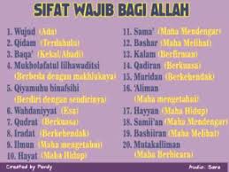 Allah Swt Tabel 20 Sifat Wajib Allah Dan Artinya - 20 Sifat Wajib Bagi