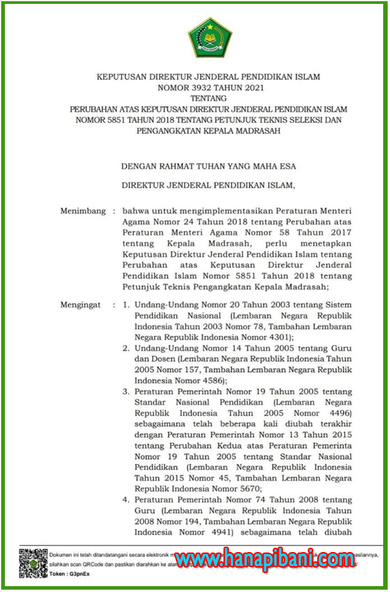 Juknis Pengangkatan Kepala Madrasah Tahun 2021