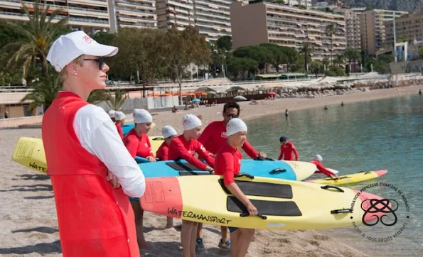 Princess Charlene of Monaco took part in a Water Safety Day organised by her Foundation, the Centre de Sauvetage Aquatique de Monaco