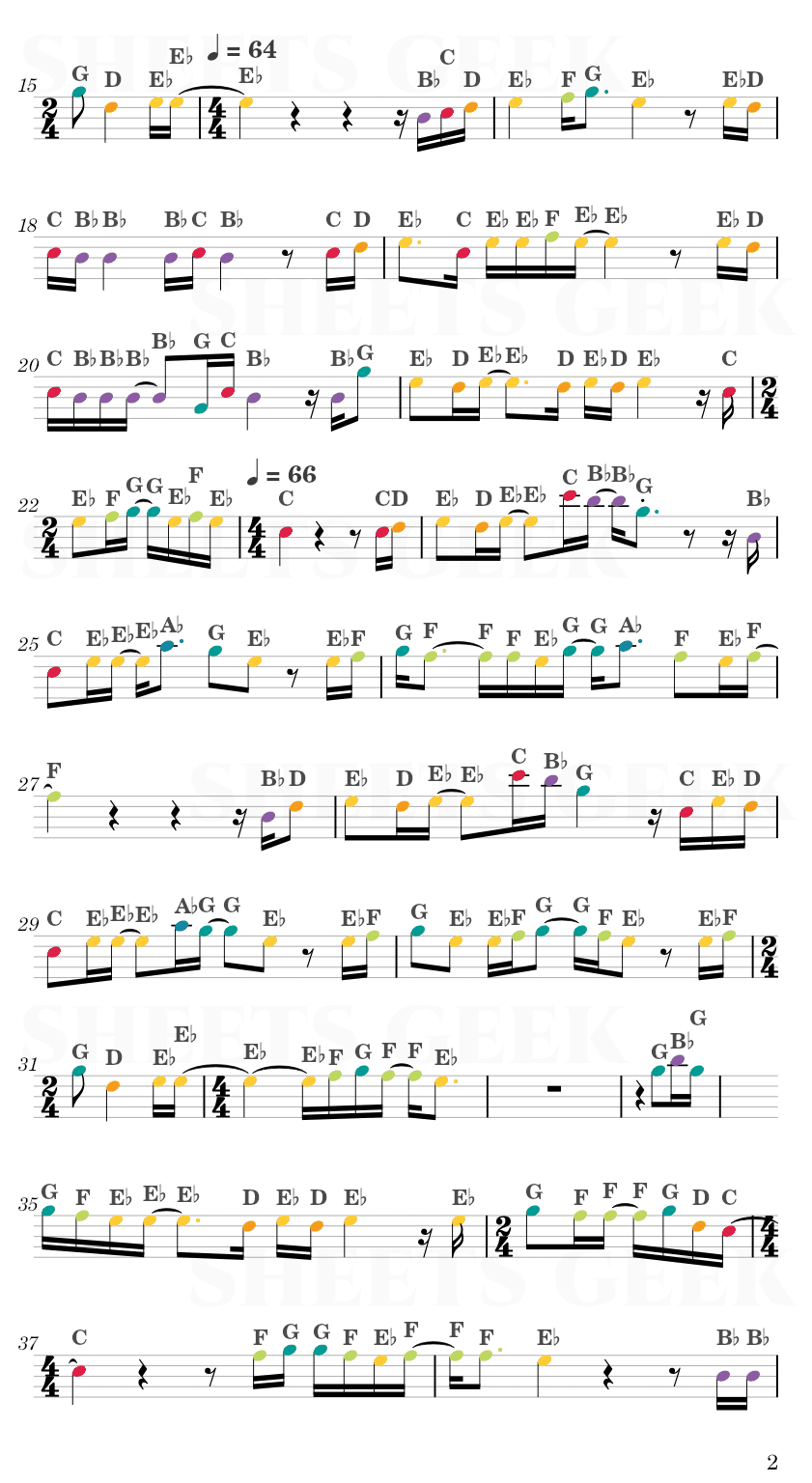 Rainbow - Kacey Musgraves Easy Sheet Music Free for piano, keyboard, flute, violin, sax, cello page 2