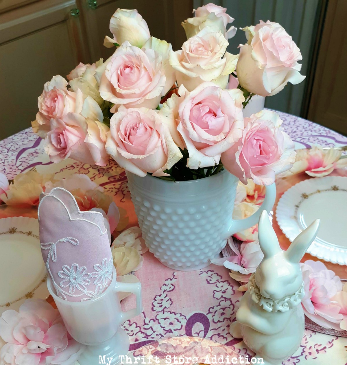 vintage Easter tablescape