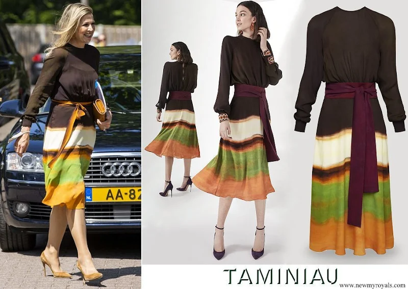 Queen Maxima wore Jan Taminiau silk twill dress