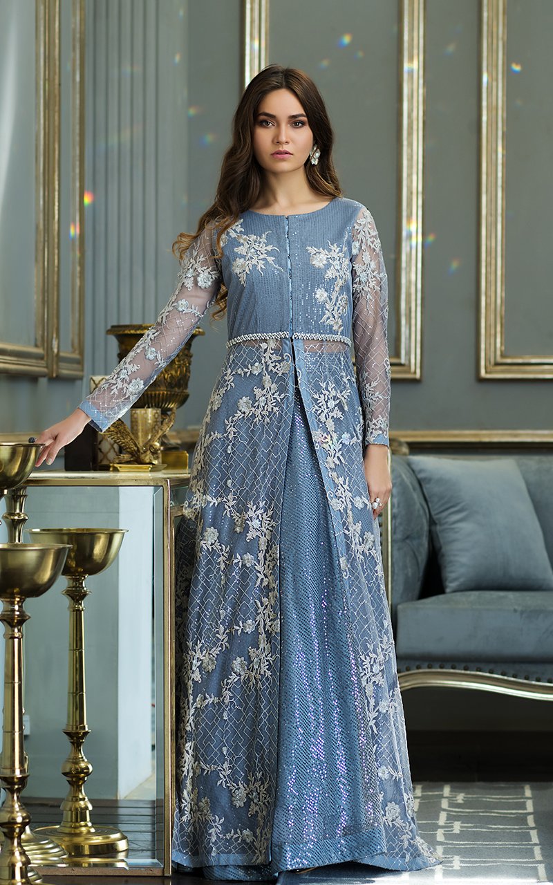 Thread and Motifs Formal Collection 2019 Net Embroidered Gown With ...