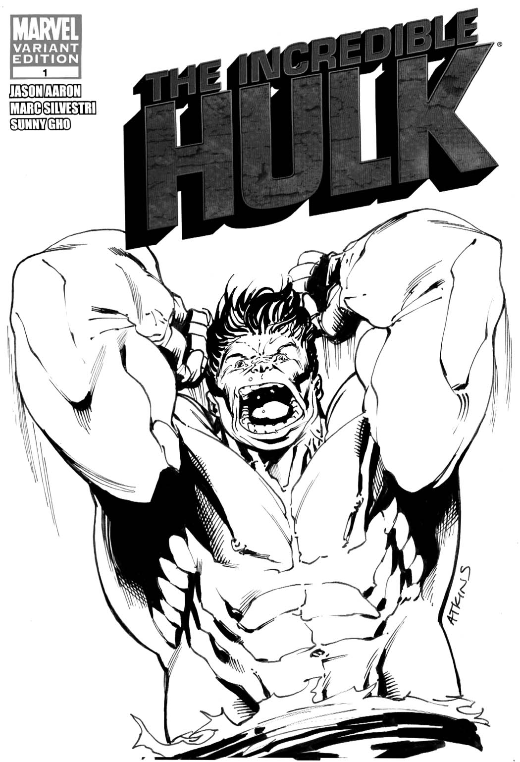incredible hulk black and white