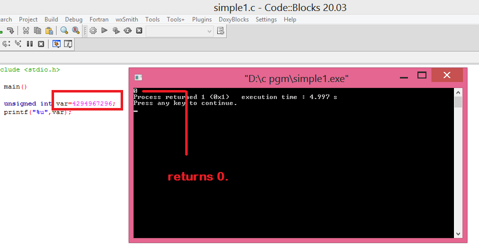 what happens when we exceed valid range of built-in data types in C.