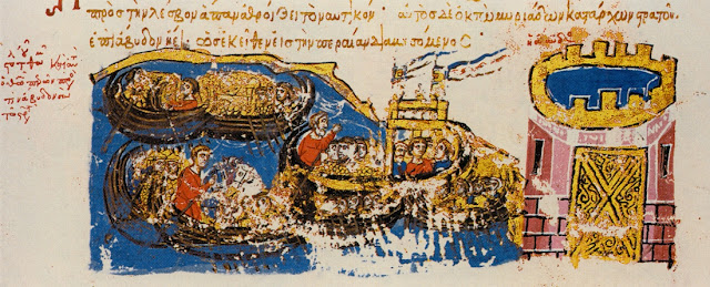 Иллюстрация из византийской хроники Иоанна Скилицы.  XII–XIII века