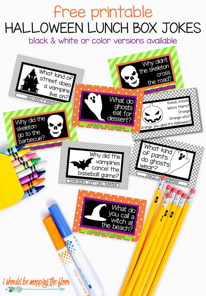 Free Printable Halloween Lunch Box Jokes | i should be mopping the floor