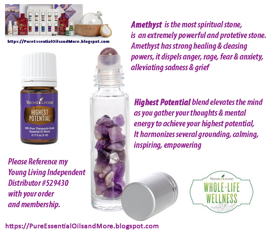 Pure Essential Oils and More Gemstone Roller Bottle with Amethyst