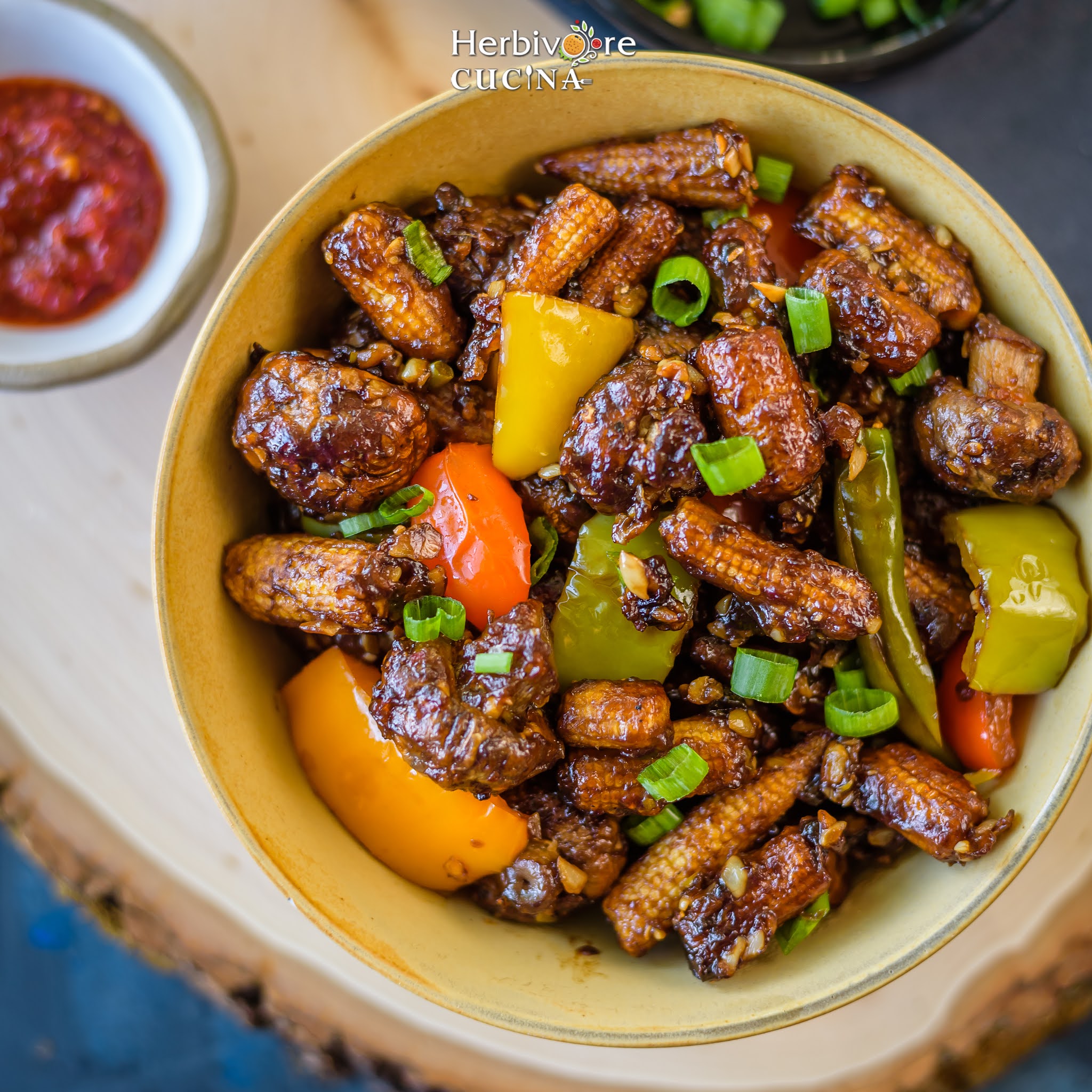 Herbivore Cucina Air Fryer Baby Corn Mushroom Manchurian