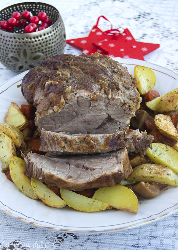 Aguja de cerdo a la cerveza #navidad #carnes