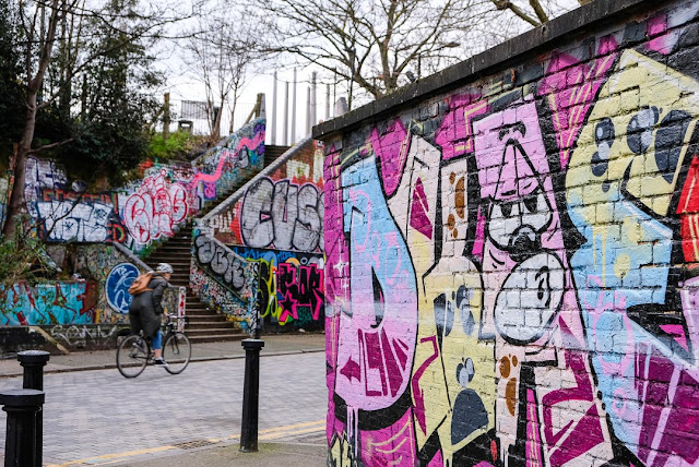 Graffiti, street art, East London, cyclist