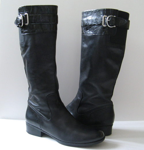 Black TALL LEATHER BLACK RIDING BOOTS WOMENS SIZE 8.5