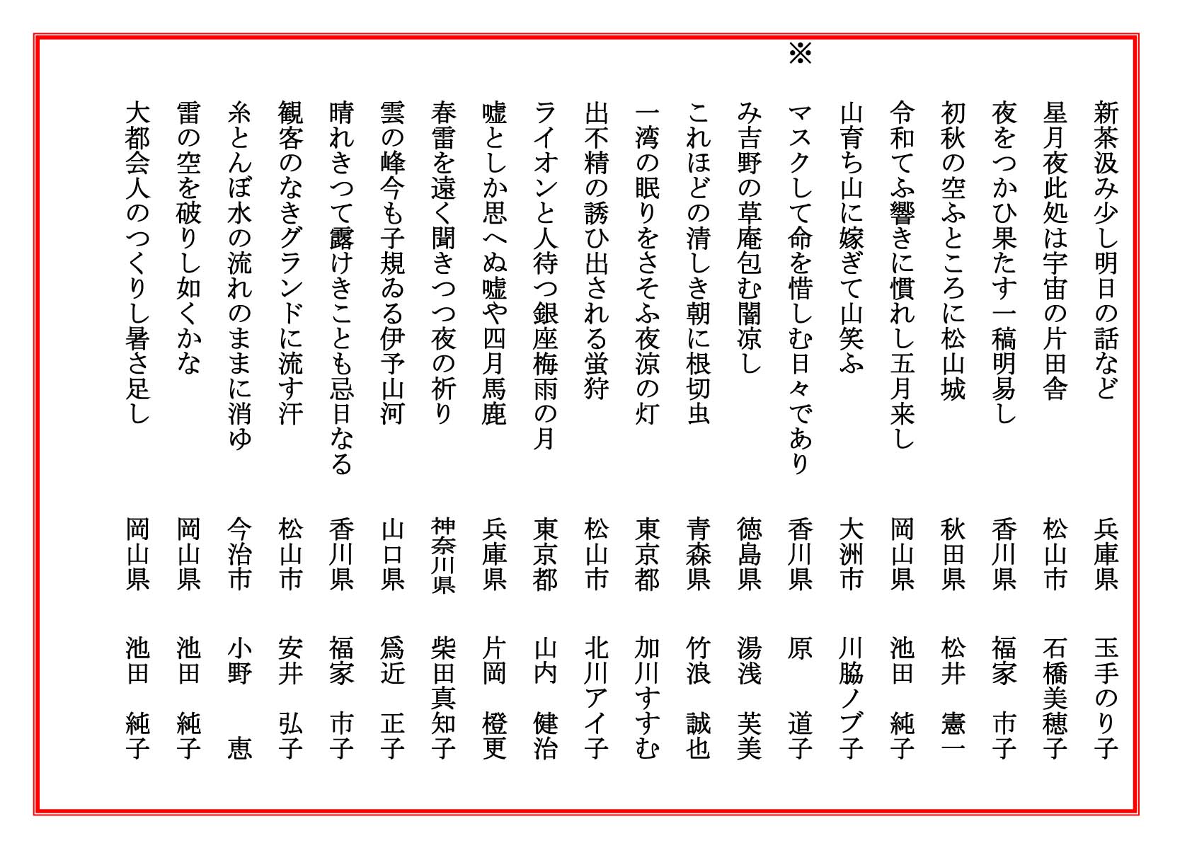 第55回子規顕彰全国俳句大会入賞発表【入選】 | 松山市立子規記念
