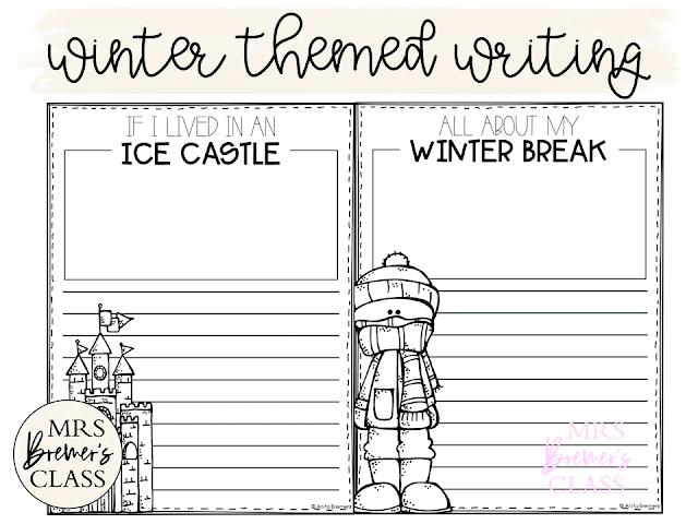 January writing prompt templates for daily journal writing or a writing center in Kindergarten First Grade Second Grade