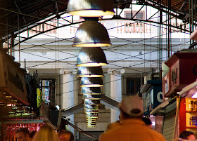 Lamps in La Boqueria Market, Barcelona, Spain