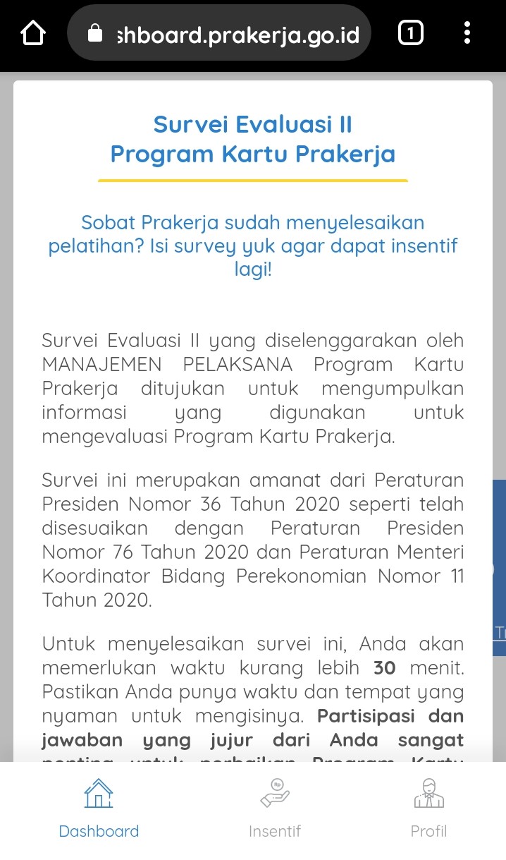 Prakerja Survei Tahap Kedua Sudah Tersedia Cek Dashboard Survei Evaluasi Ii Program Kartu Prakerja System Impian