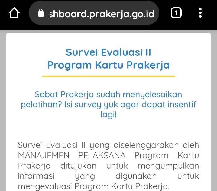 Prakerja Survei Tahap Kedua Sudah Tersedia Cek Dashboard Survei Evaluasi Ii Program Kartu Prakerja System Impian