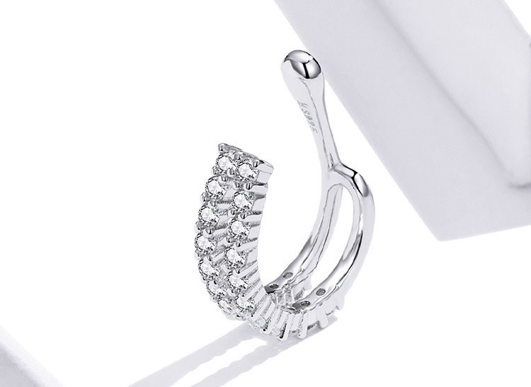 個性風雙層鋯石 925純銀耳骨夾(單只)