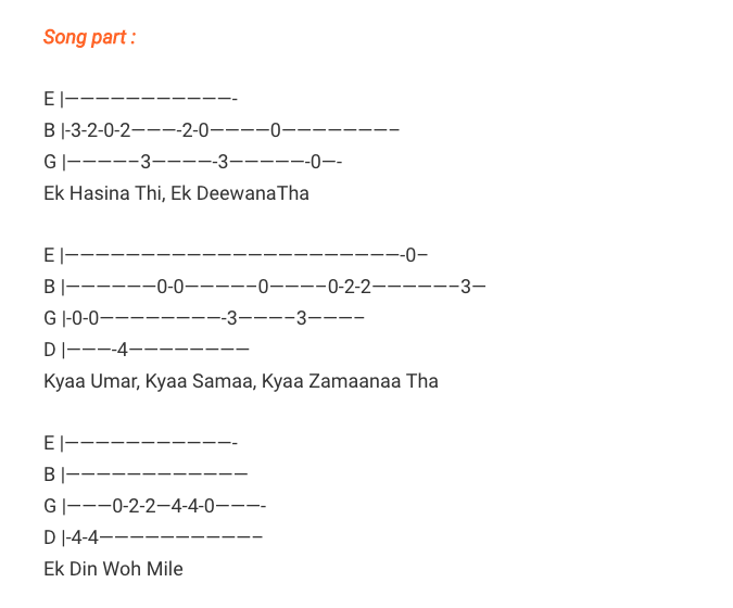 Ek Haseena Thi Ek Deewana Tha Guitar Tab/ Karzzzz / Guitar Tabs / Lead Notes / Hindi Songs Tabs / Himesh Reshammiya ,Shreya Ghoshal / Bollywood / Ek Haseena Thi Ek Deewana Tha - Karzzzz Movie / Gaane