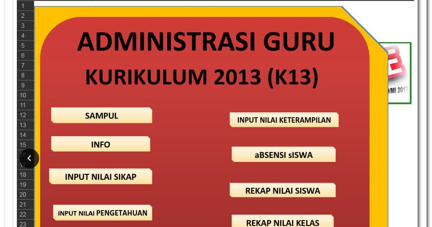Download Administrasi Guru Kurikulum 2013 Format Excel