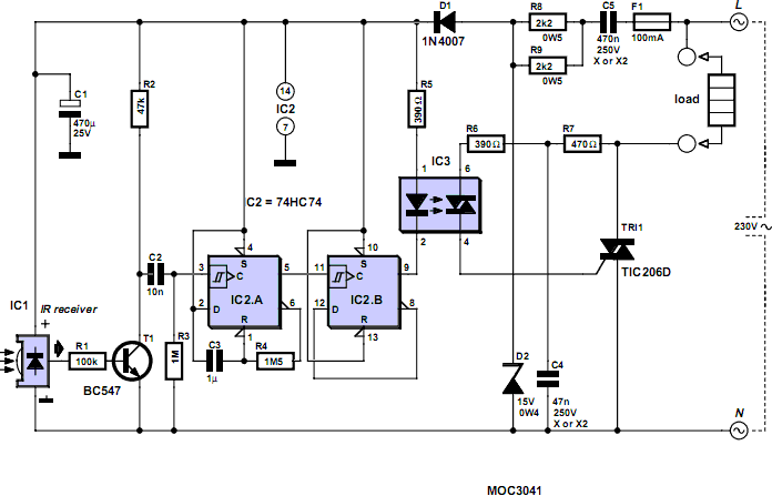 On-off Infrared Remote Control | Electronic Schematics