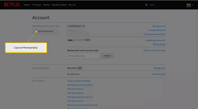 الغاء العضوية المجانية على موقع نتفليكس 