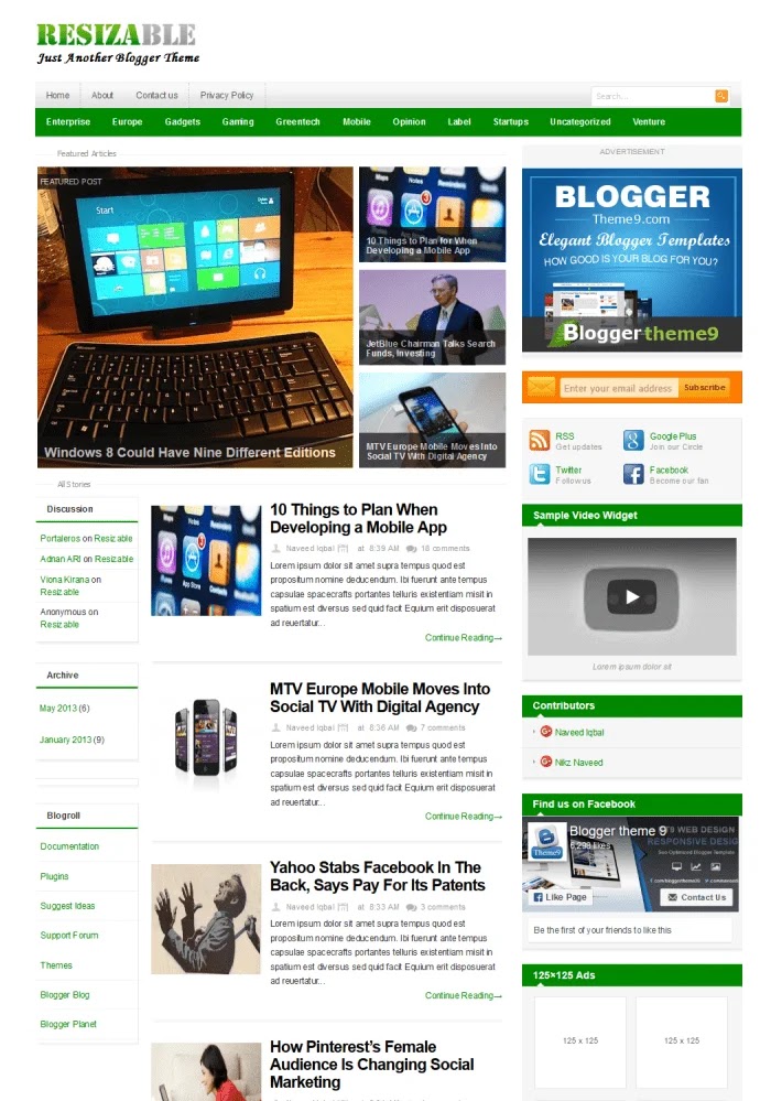 Resizable Fast Loading Blogger Templates Resizable Fast Loading Blogger Templates