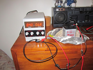 Charging the 6V battery motorbike with a power supply