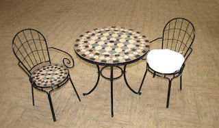 Mesa de 60 cm y 2 sillones forja con ceramica