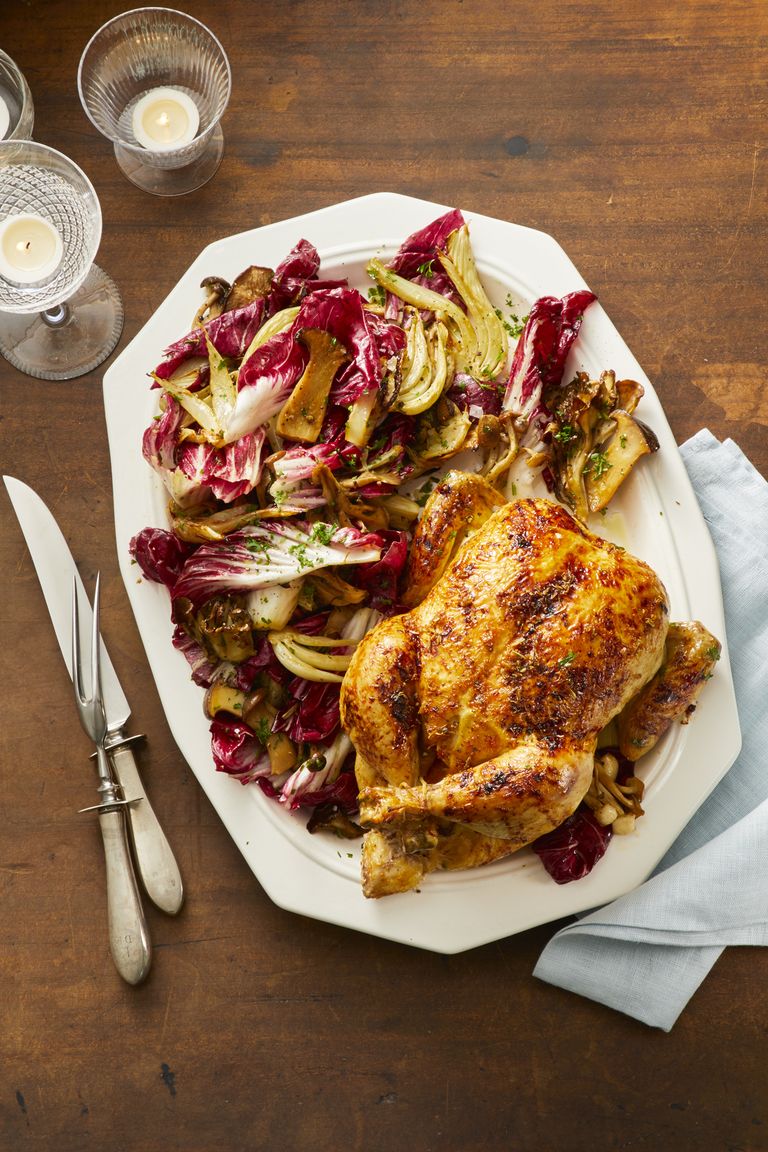 OrangeGinger Roast Chicken with Fennel and Radicchio Salad KRISTIN