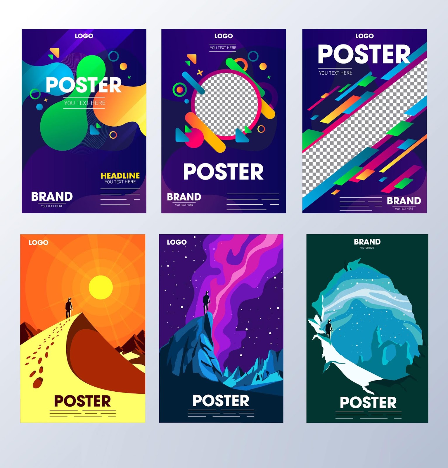 Download Poster Templates Colorful Abstract Adventure Themes Free Vector Vectorkh PSD Mockup Templates