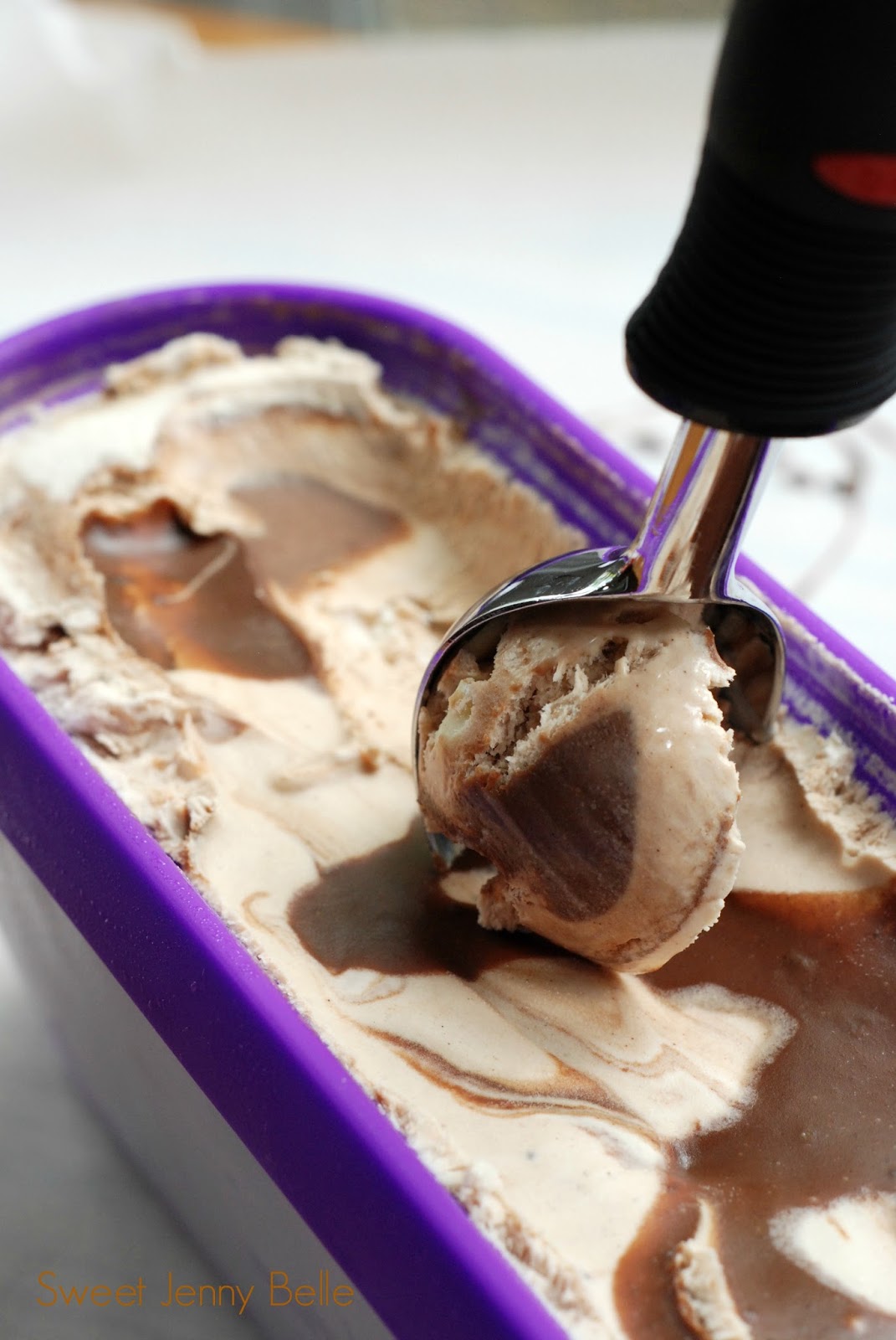 Fudge Ripple No Churn Ice Cream Sweet Jenny Belle easy sugar