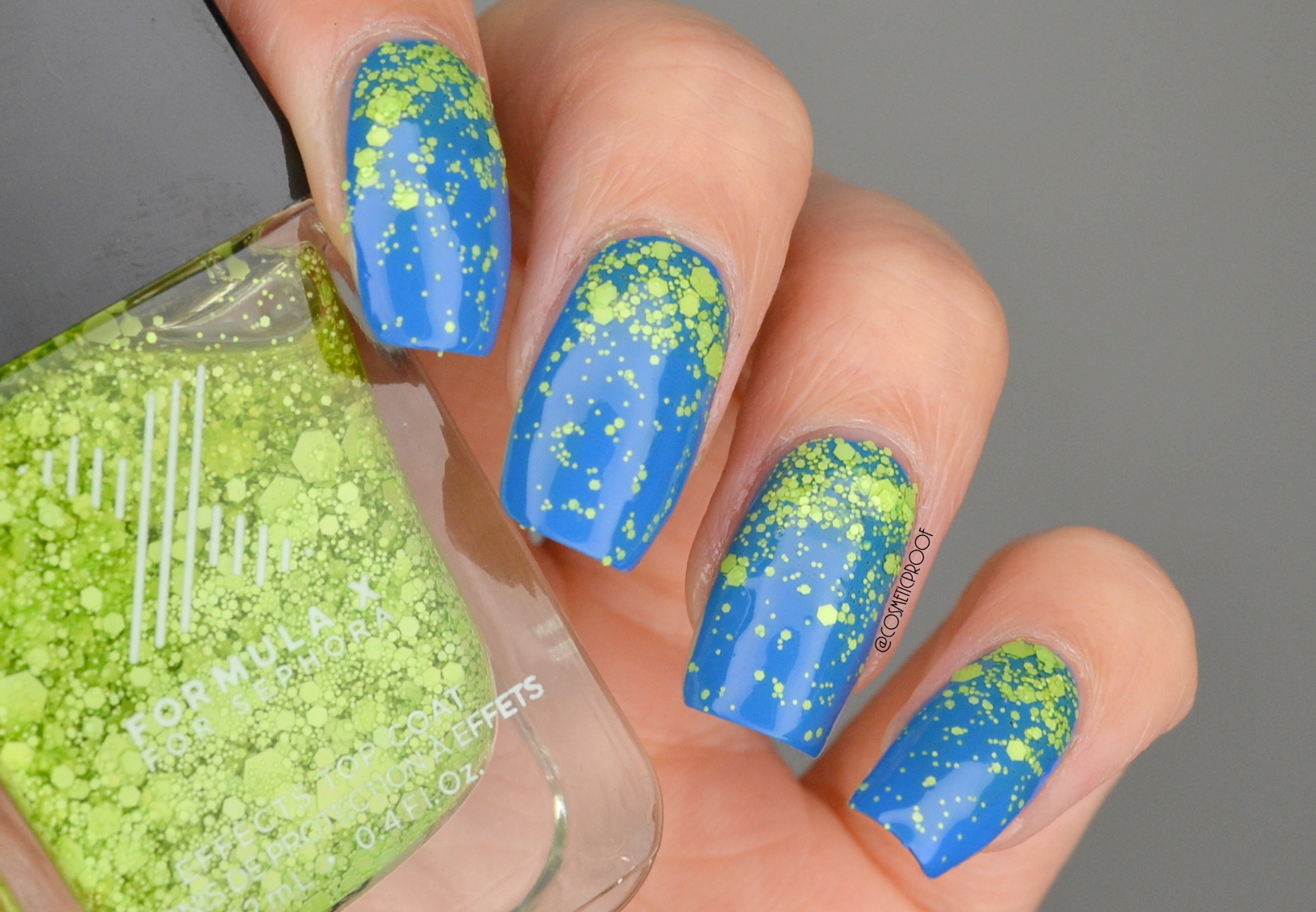 Blue and Green Glitter Nail Design - wide 6