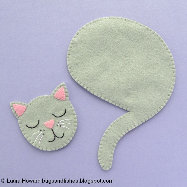 felt cat face and body ready to assemble