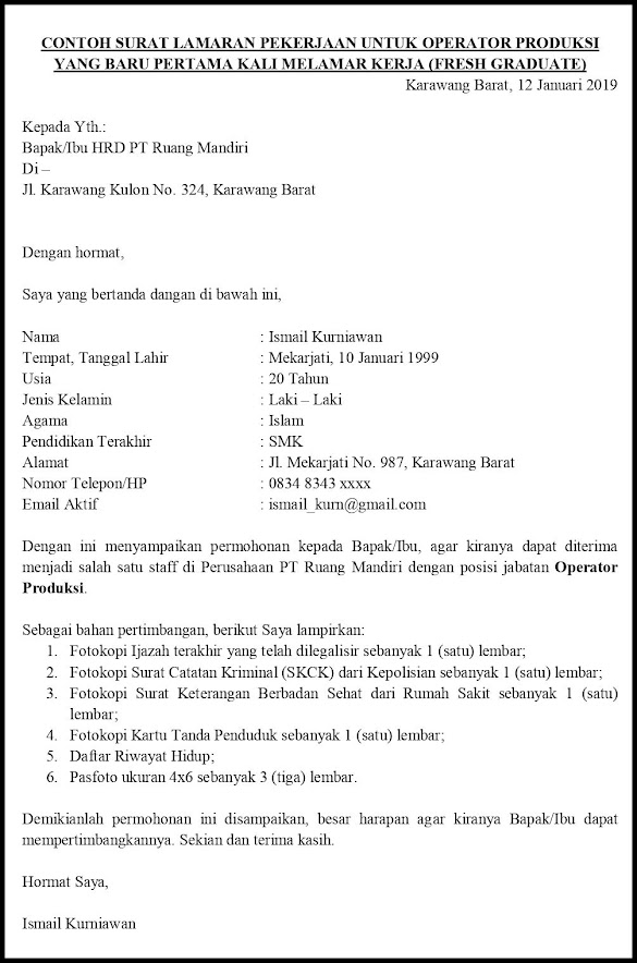 Contoh Surat Pengalaman Kerja Pln