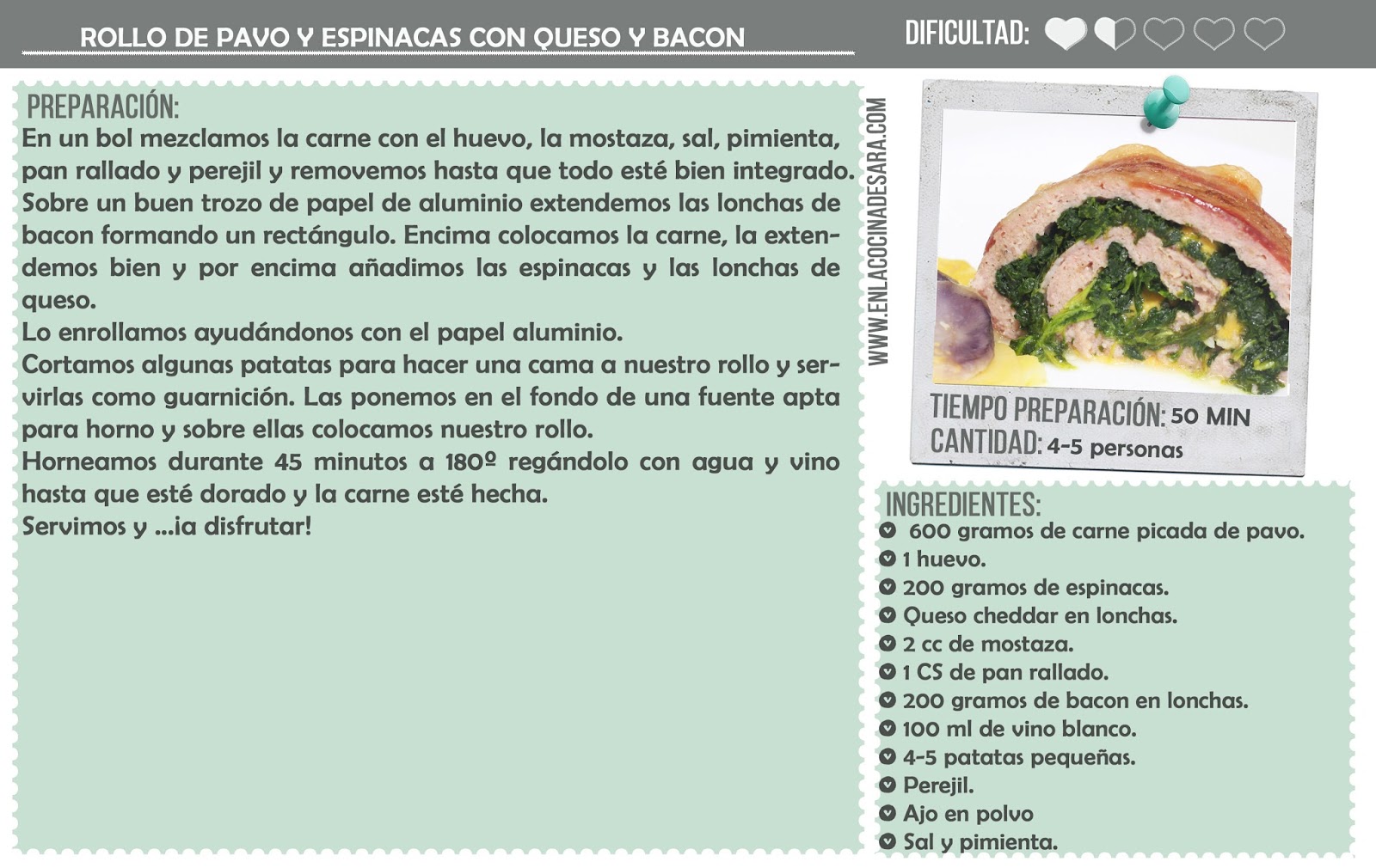 En la cocina de Sara: Rollo de pavo y espinacas con queso y bacon│ Meat ...
