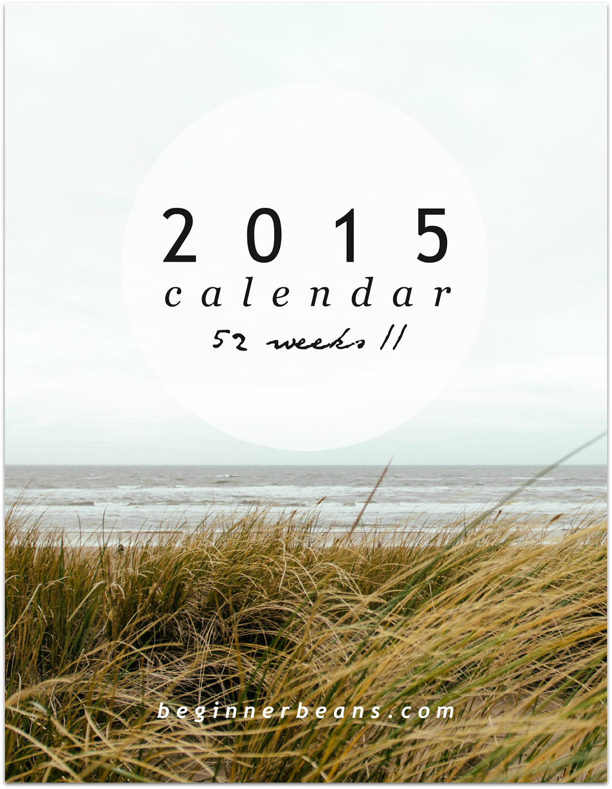 52-Week Printable 2015 Calendar