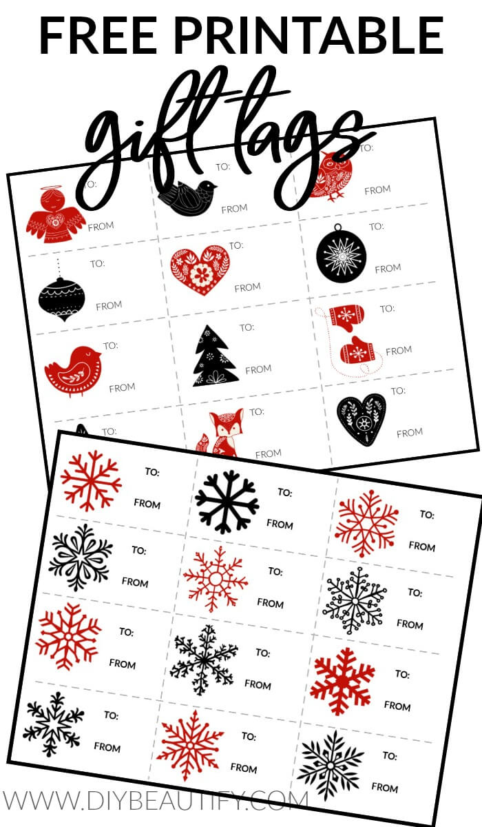 Simple free holiday printable gift tags