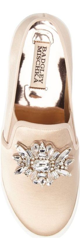 BADGLEY MISCHKA Barre Crystal Embellished Slip-On Sneaker