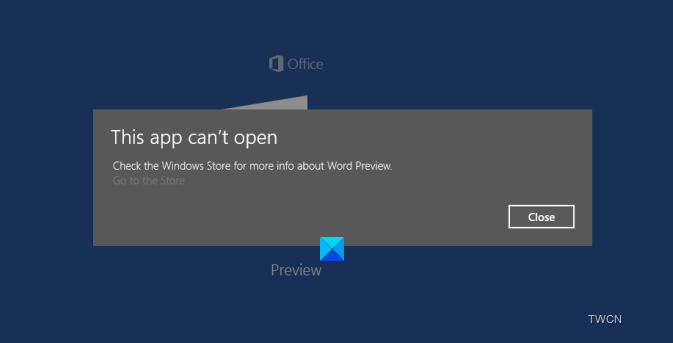 Esta aplicación no puede abrir la aplicación de Office