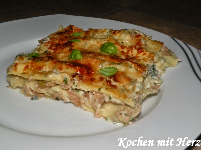 Kochen mit Herz: Thunfisch Lasagne mit Kräutersahne Kochen mit Herz: Thunfisch Lasagne mit Kräutersahne