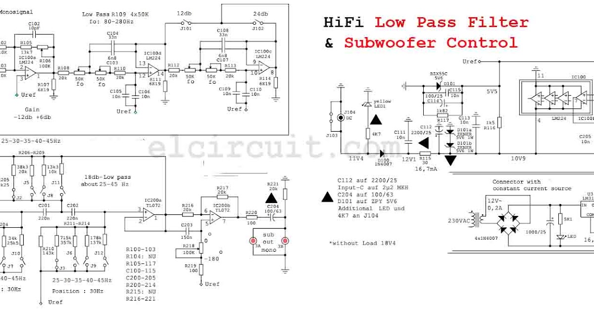 High-Quality Subwoofer Low Pass Filter - Electronic Circuit