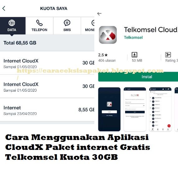 Cara Menggunakan Aplikasi Cloudx Paket Internet Gratis Telkomsel Kuota 30gb Cara Cek Sisa Paket