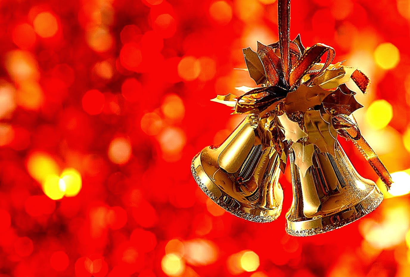 Golden Bell Christmas Hd Wallpaper