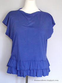 Shannon Sews: Skirt to Shirt Refashion - easy cowl neckline