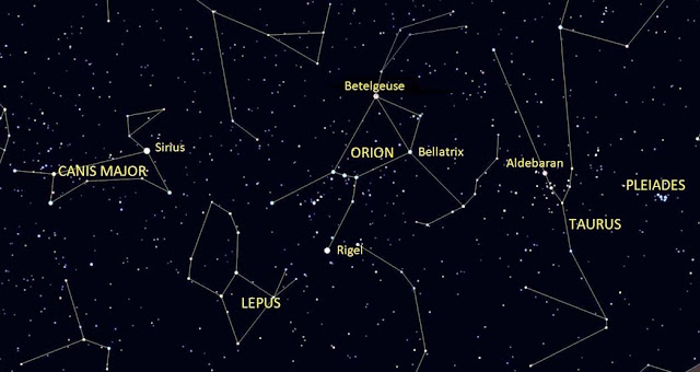The Orion and other neighboring constellations