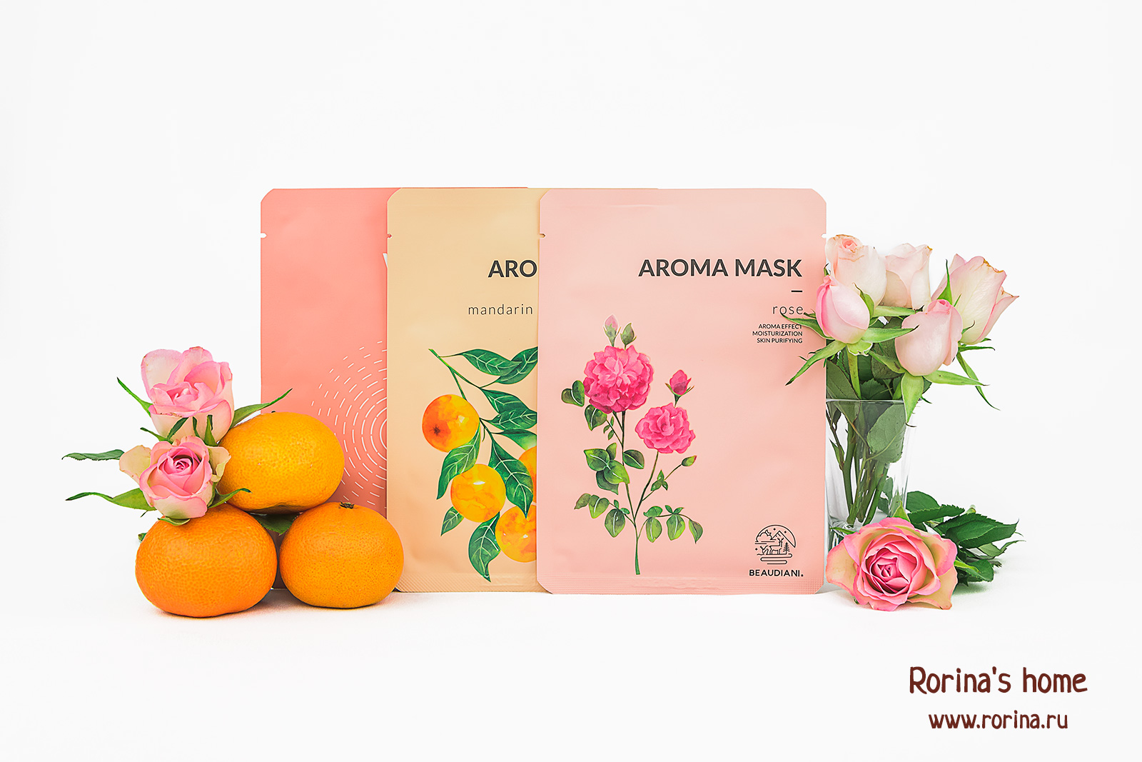 Розовый мандарин. Тканевая маска для лица Ароматика. Aroma Mask Mandarin.